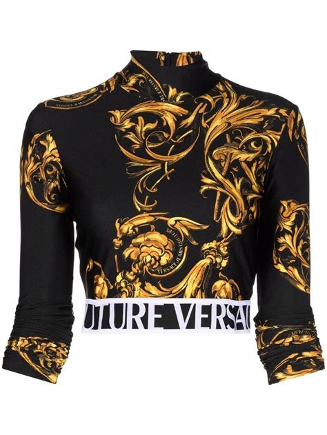 versace baroque crop top|Versace tops women on sale.